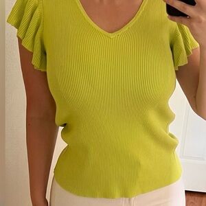 The Limited Lime Ruffle Sleeve Blouse